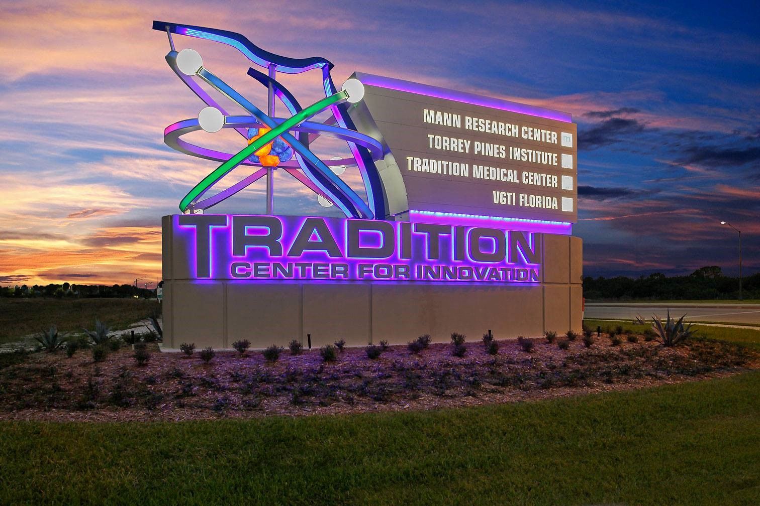 Building sign night