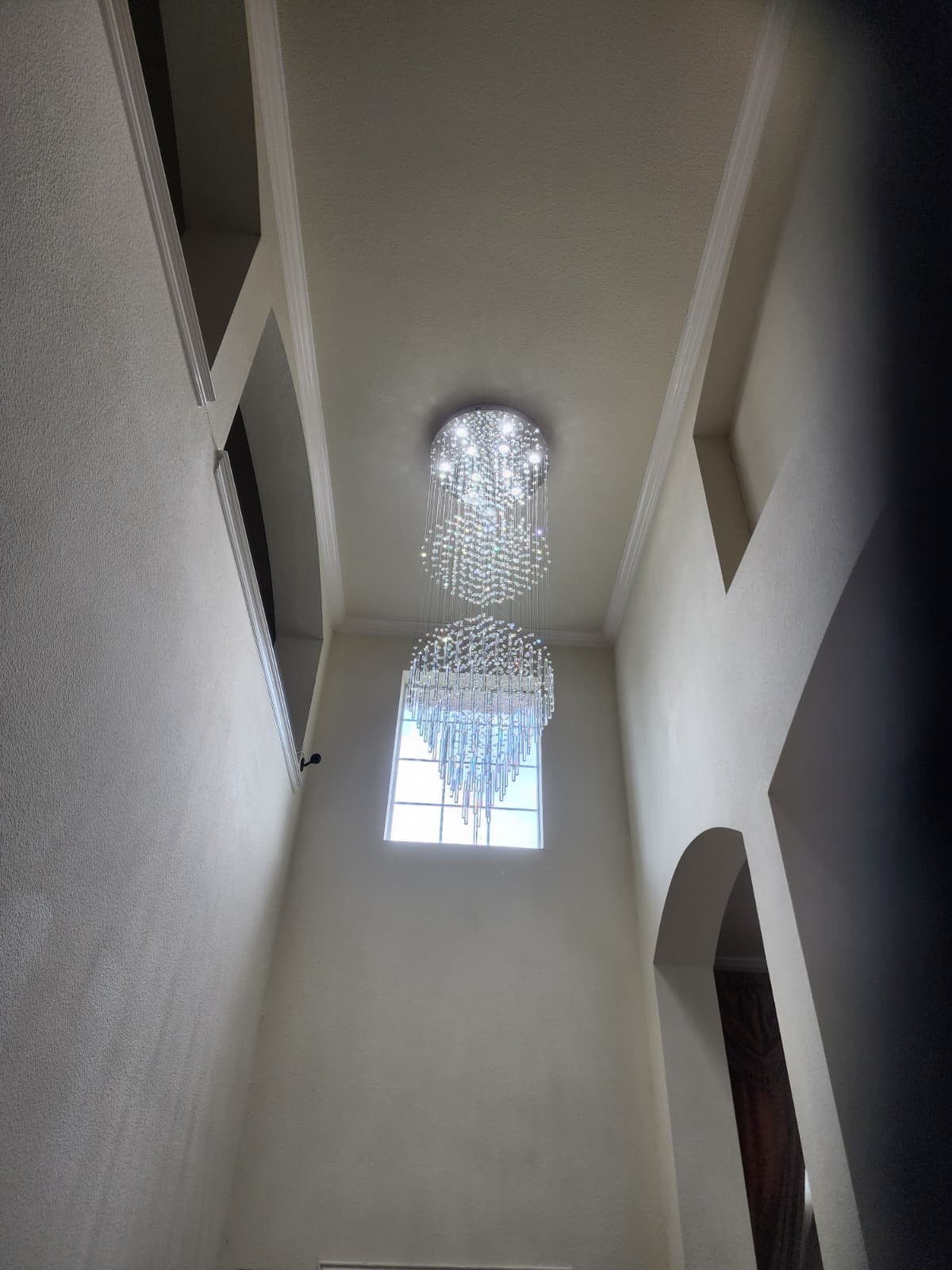 Double-Tier Crystal Cascade Chandelier