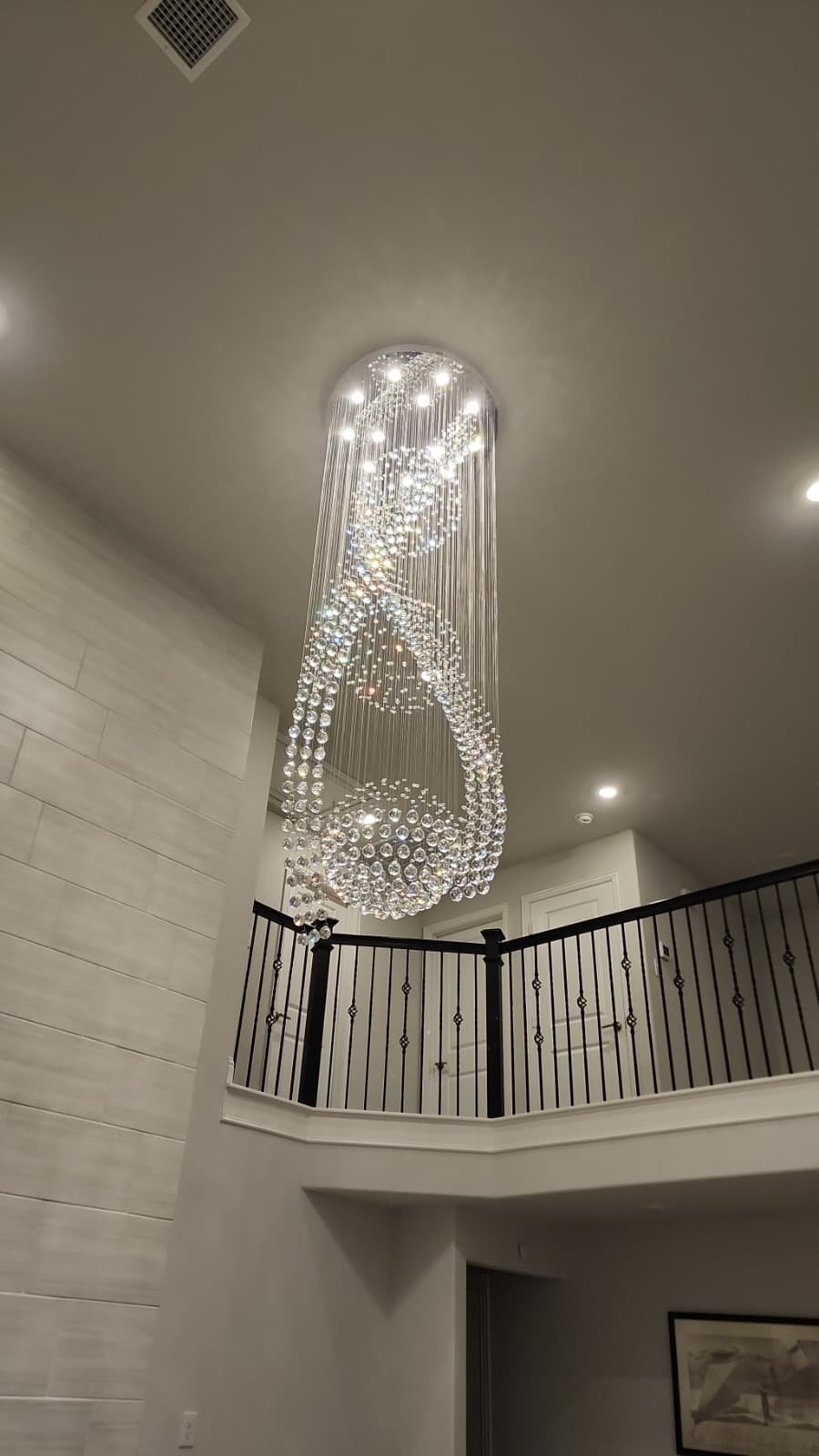 Cascading Spiral Crystal Chandelier