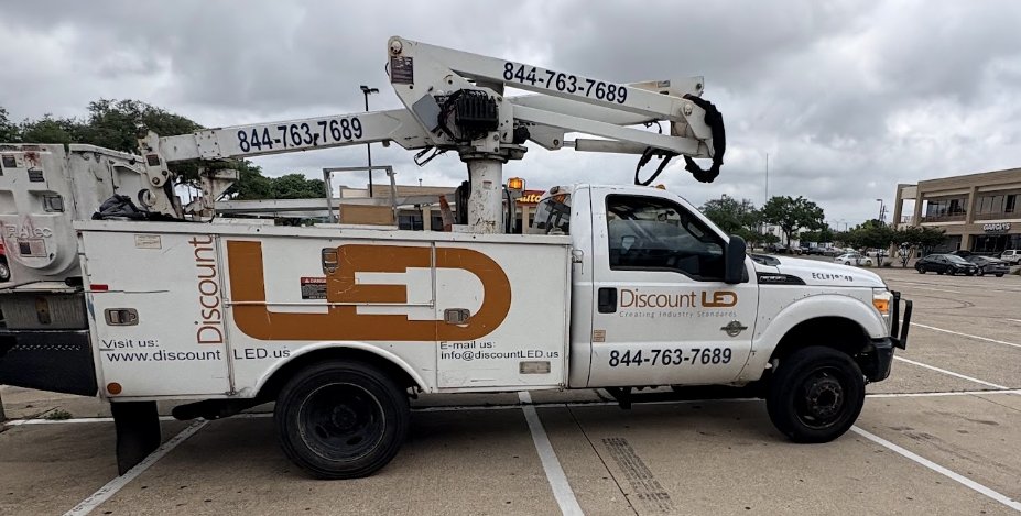 DiscountLED crew installing a custom monument business sign
