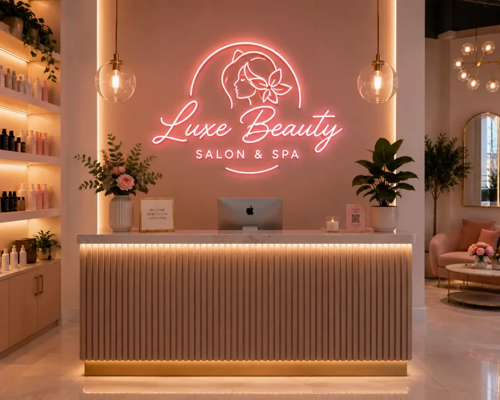 Neon-sign-Luxe-Beauty-Salon-Reception
