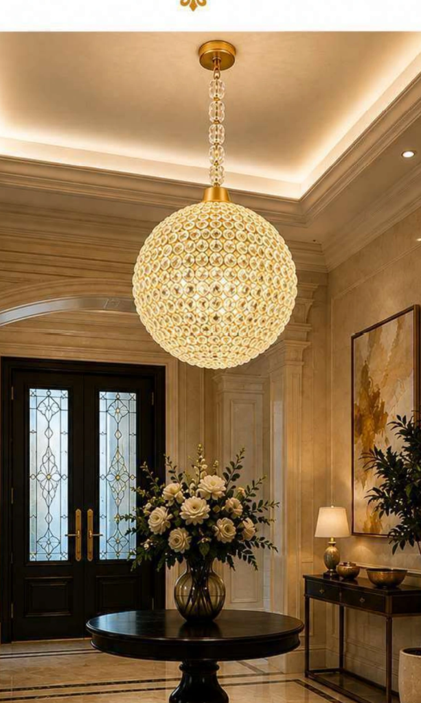 9855 Luxury Crystal Chandelier – Crystal Globe / Sphere (24″ or 31″)