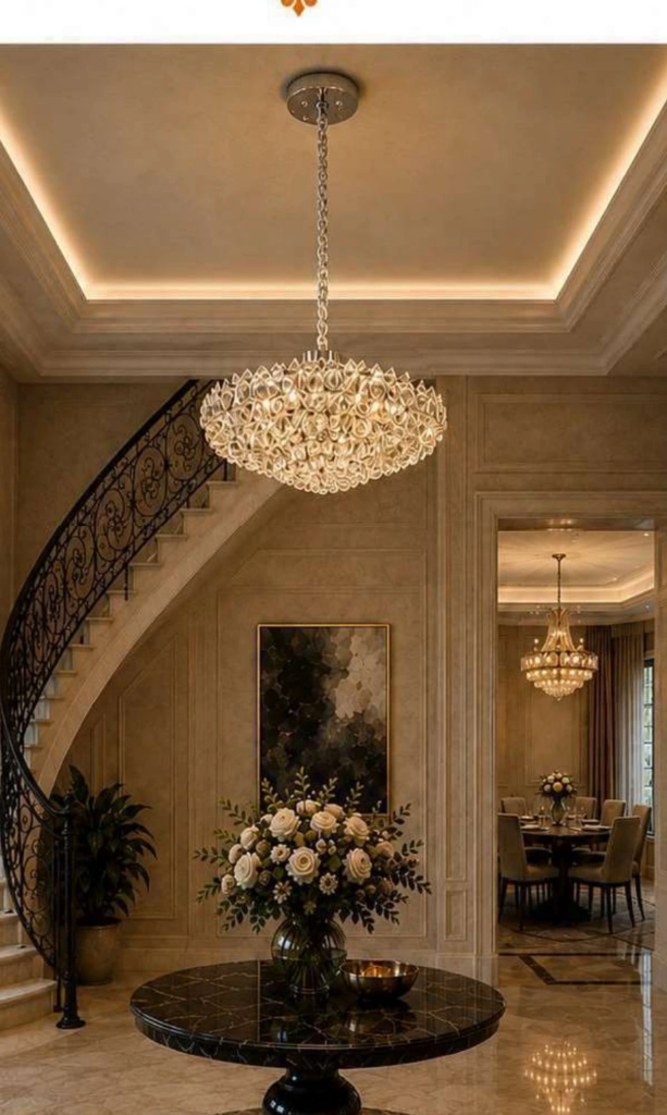 9871-0800 Luxury Crystal Chandelier – Round Crystal Halo (31″)