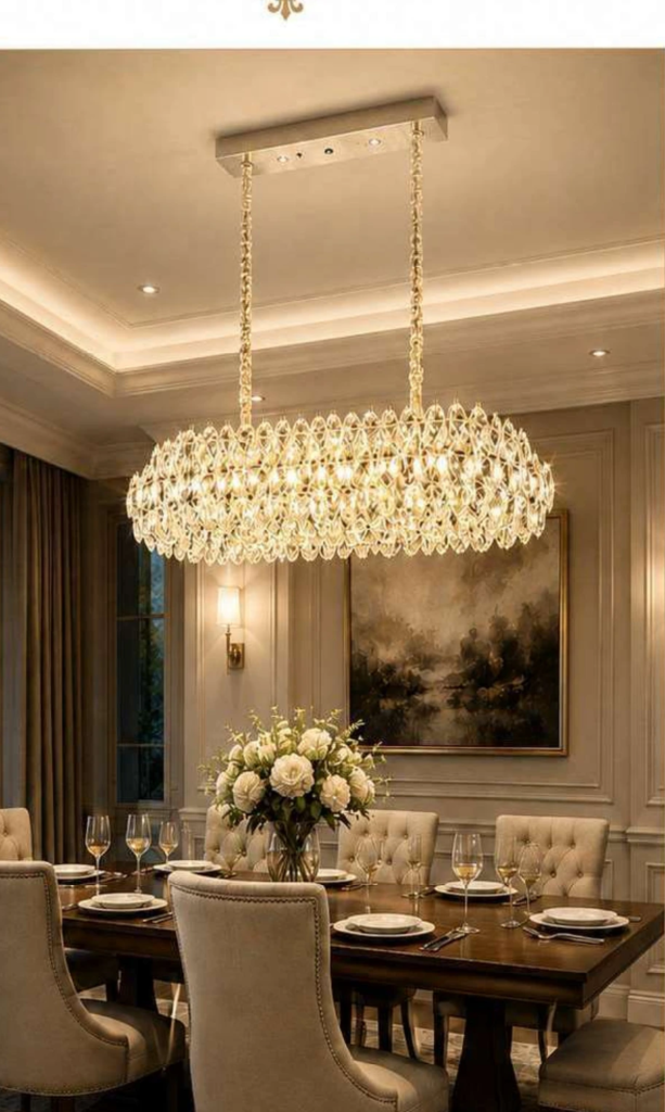 9871-1000 Luxury Crystal Chandelier – Oval Crystal Halo (39″)