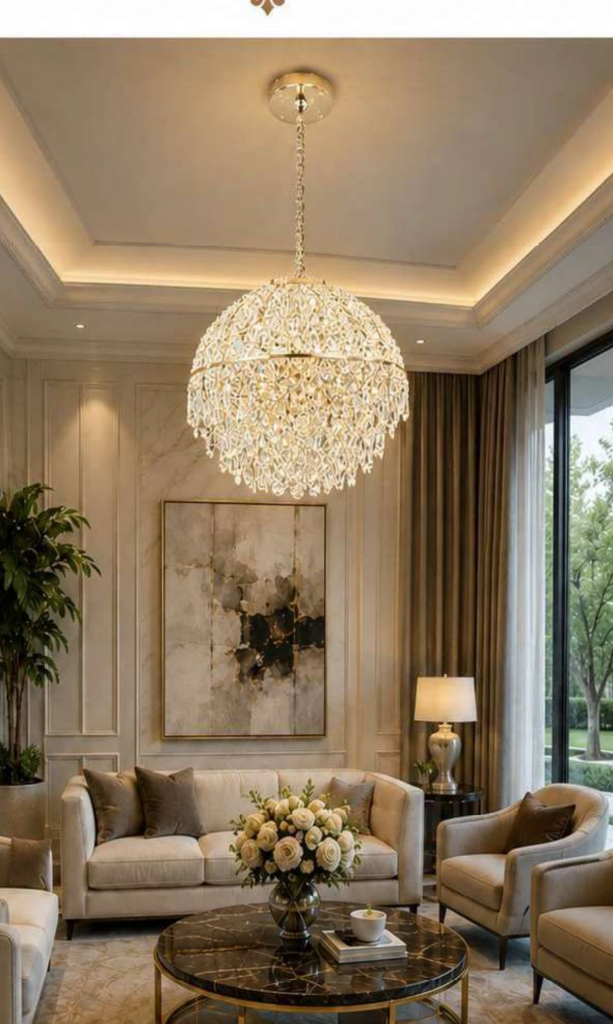 9956-0600 Luxury Crystal Chandelier – Shimmering Crystal Cascade (24″)