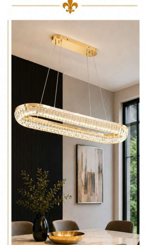 DD20695-1H-1000 Luxury Crystal Chandelier – Curved Oval Crystal Ring
