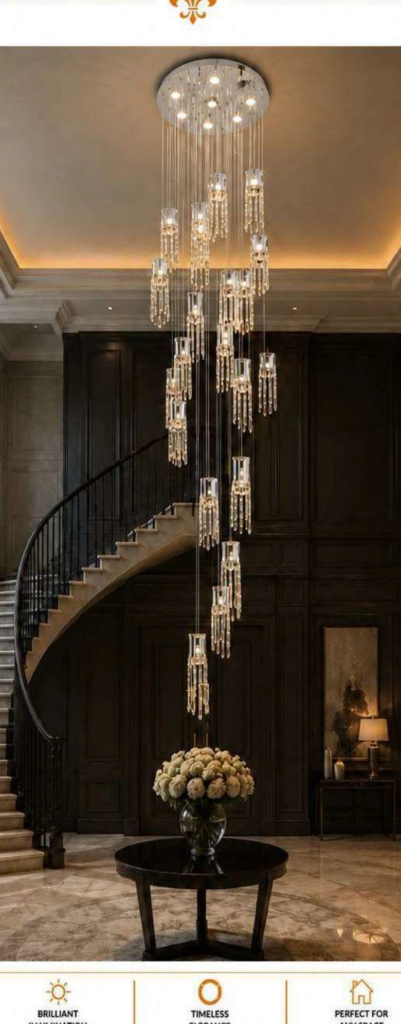 DD20642-13 Luxury Crystal Chandelier – Spiral Crystal Waterfall (138″)
