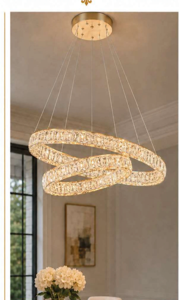 DD20815-1-800Y Luxury Crystal Chandelier – Intertwined Dual Rings