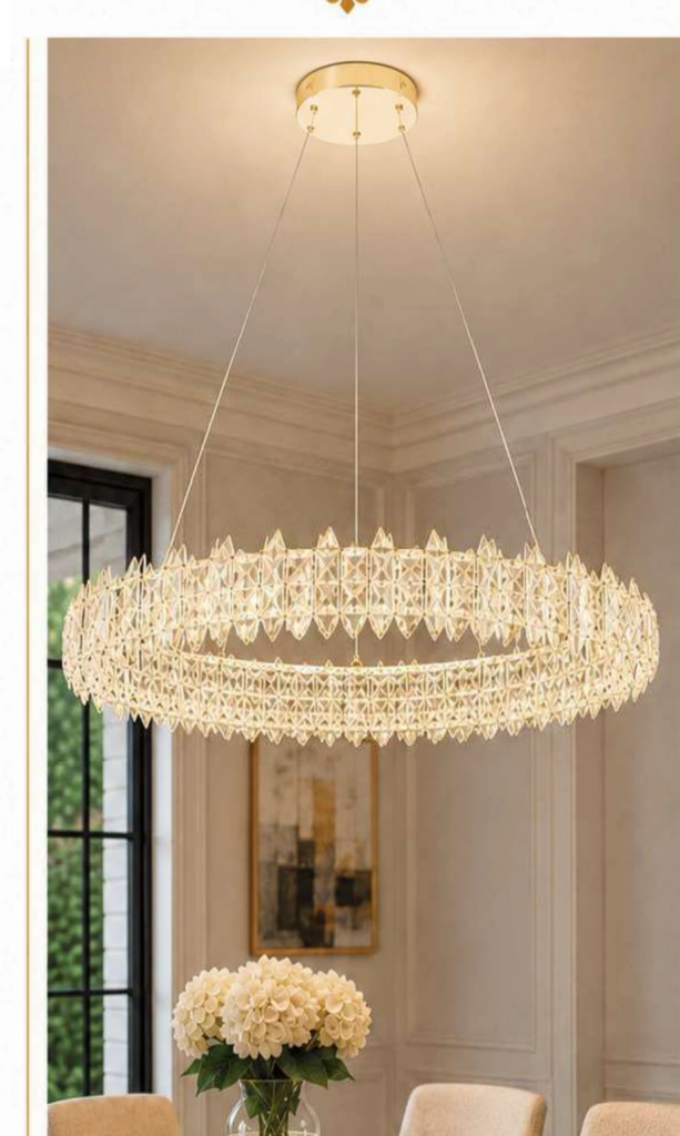 DD20839-800 Luxury Crystal Chandelier – Single Crystal Ring (31″)