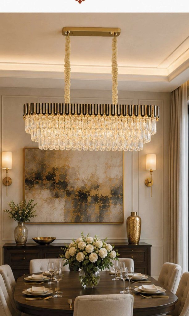 DD20862-1000H Luxury Crystal Chandelier – Rectangular Crystal Layers