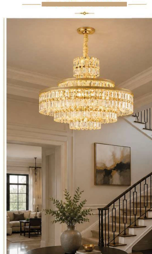 DD20902-1000G Luxury Crystal Chandelier – Round Multi-Tier Faceted Crystal (39″)