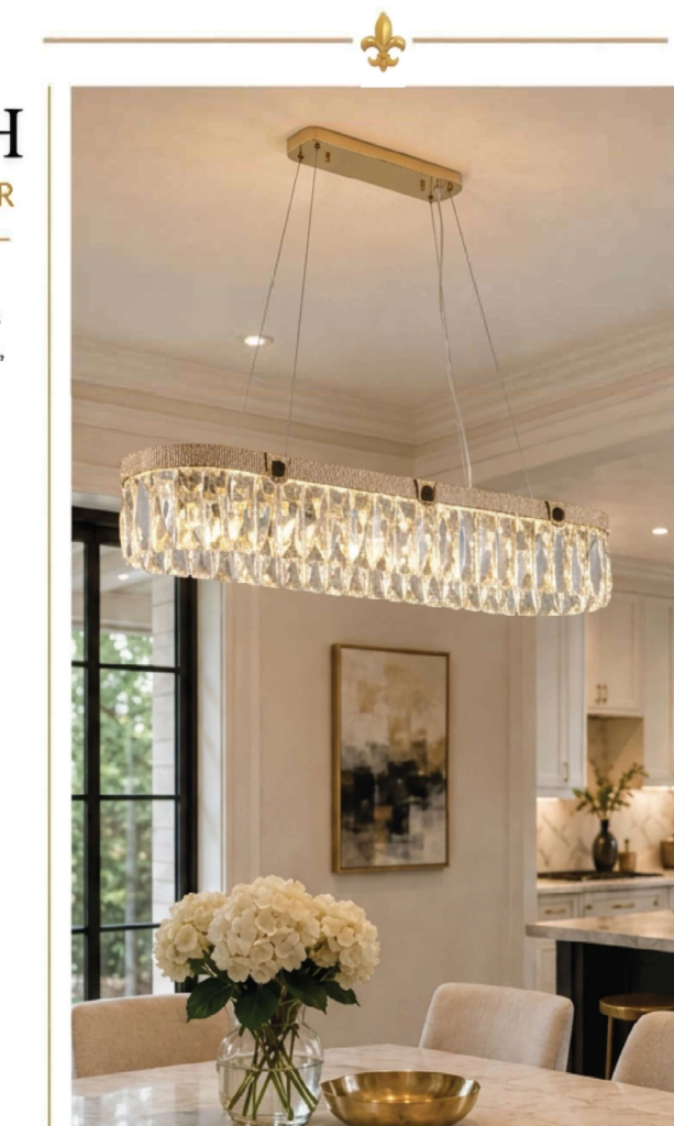 DD20903-1000H Luxury Crystal Chandelier – Oval Faceted Crystal Band (43″)