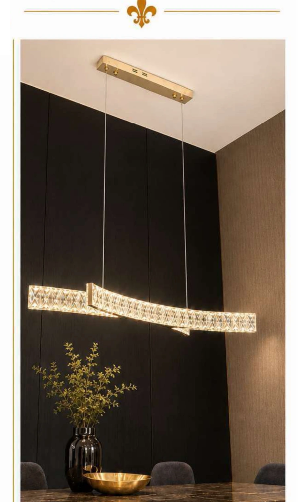 DD20950-1000H Luxury Crystal Chandelier – Curved Linear Crystal Bar (39″)