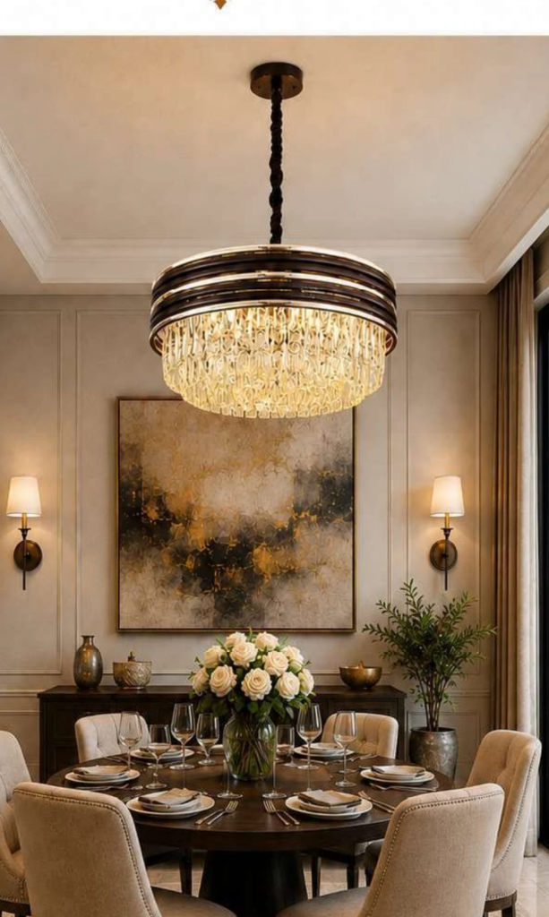 LR19001-600 Luxury Crystal Chandelier – Tiered Crystal Prism Drum (24″)