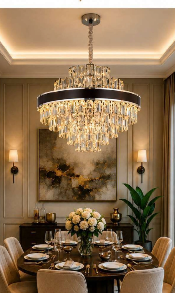 LR19007 Luxury Crystal Chandelier – Tiered Crystal Prism (24″-39″)