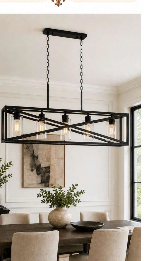 ST-D0007/7 Luxury Chandelier – 7-Light Caged Linear Industrial