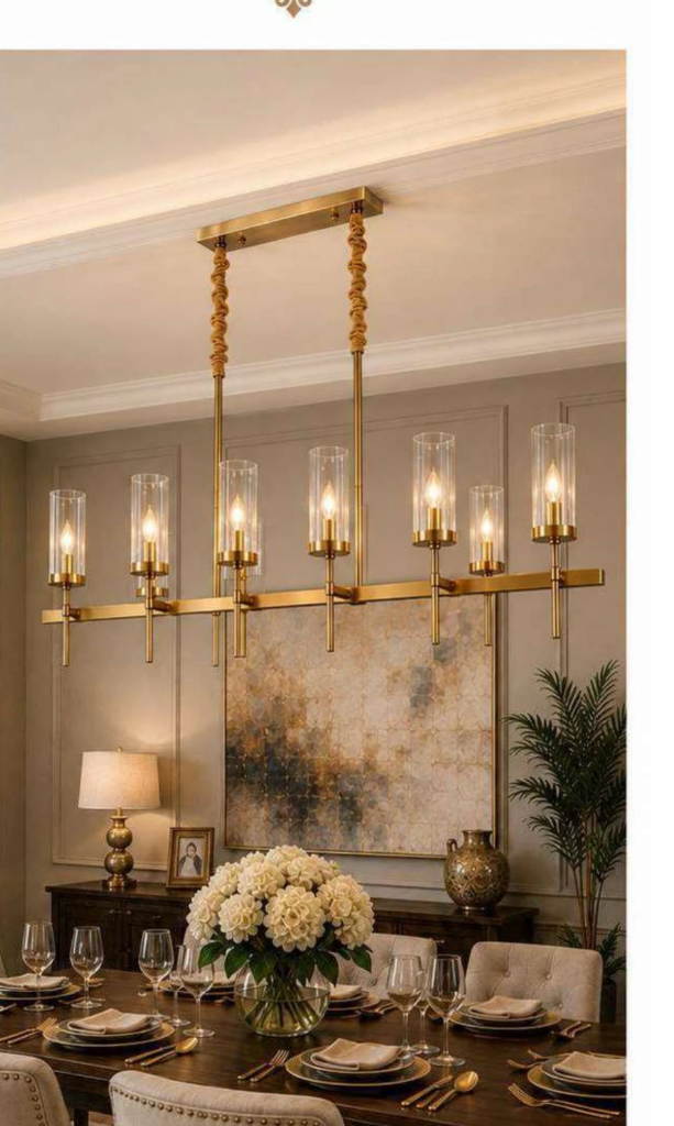 ST-D1809/8 Luxury Crystal Chandelier – 8-Light Linear Glass Cylinder (43″)