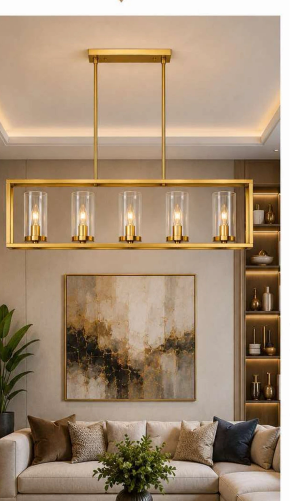 ST-D1467/5 Luxury Crystal Chandelier – 5-Light Linear Glass Cylinder (31″)