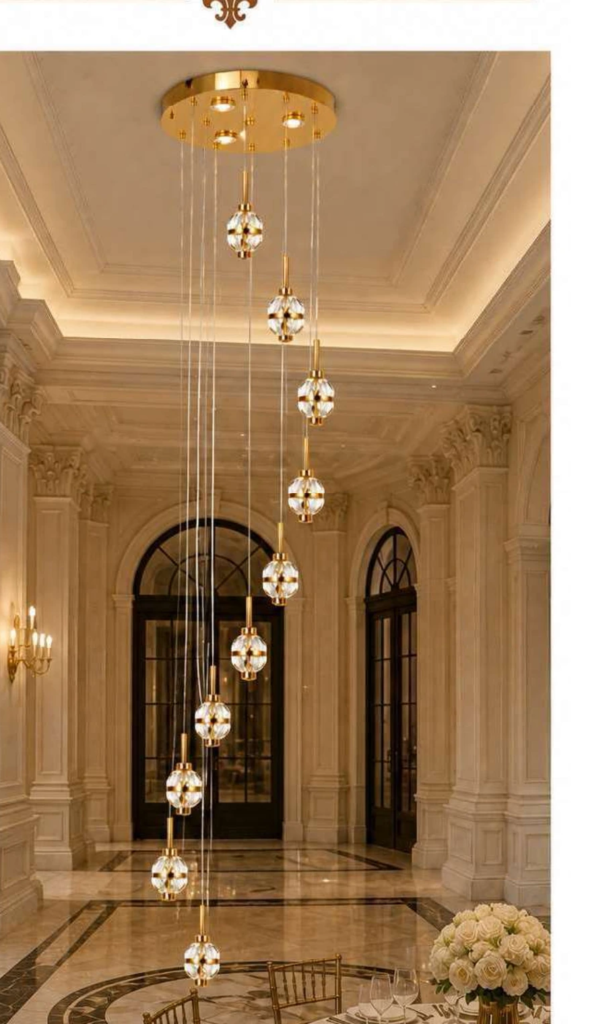 ST-D2068/10 Luxury Crystal Chandelier – 10-Light Cascading Spiral Pendant