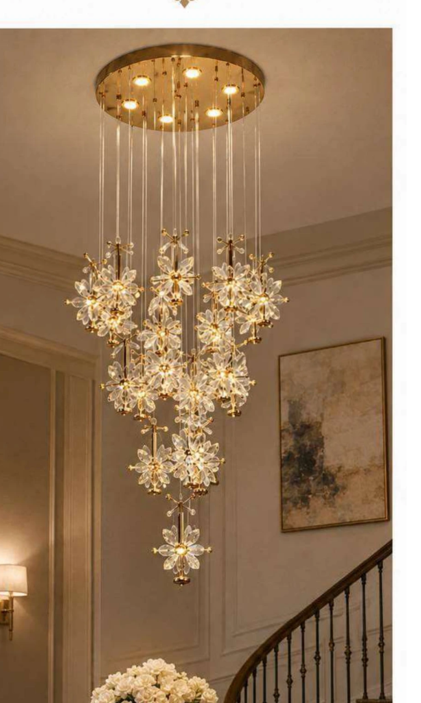 ST-D2071/19 Luxury Crystal Chandelier – 19-Light Crystal Floral Spiral